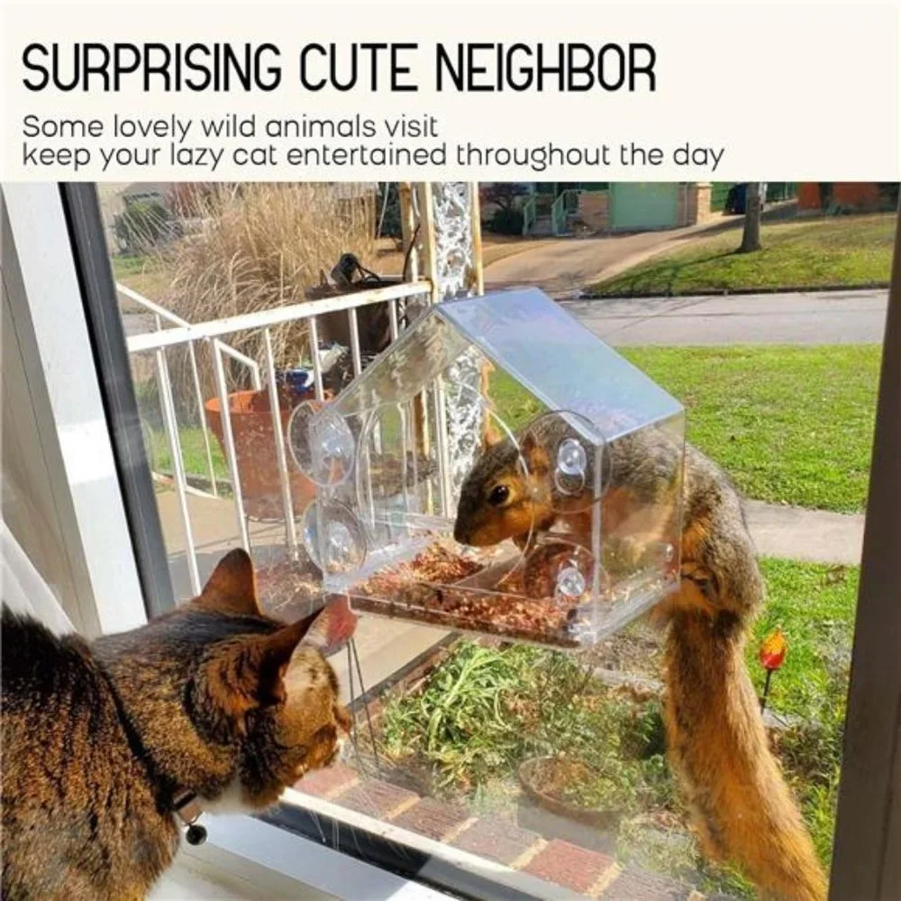 Window Bird Feeder for Outside with Strong Suction Cups, Fits for Cardinals